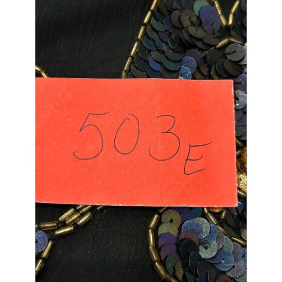 Sequin Beaded Large Papell Boutique Evening Black Floral Top Event Holiday Glam - Picture 9 of 9